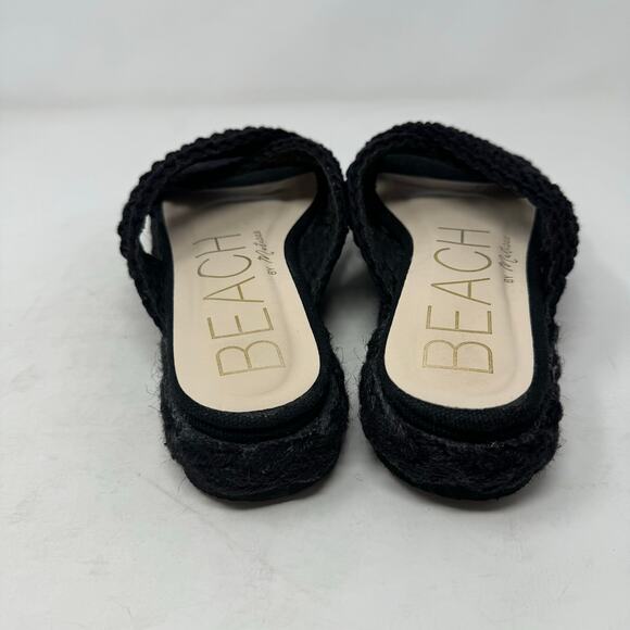 Beach By Matisse Kalani Natural Raffia Flatform Sandals Black Slip-On Size 9 - Picture 3 of 12